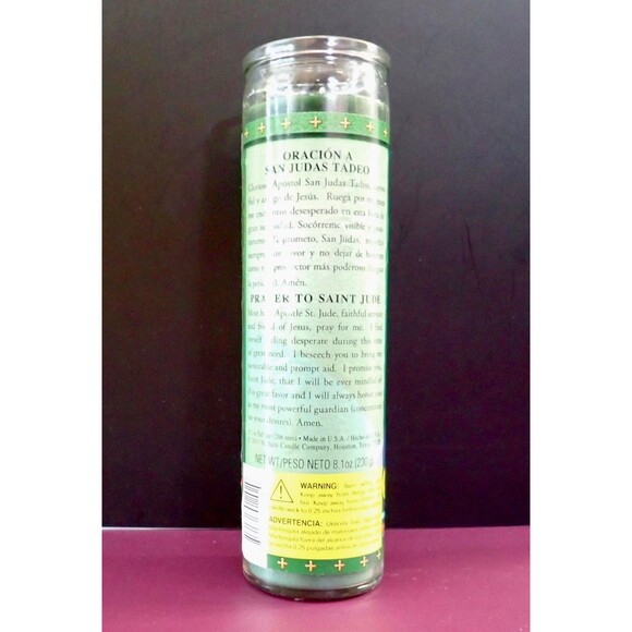 Saint Jude Candle Co. Candle English and Spanish San Judas Tadeo 8" tall New - Picture 3 of 7